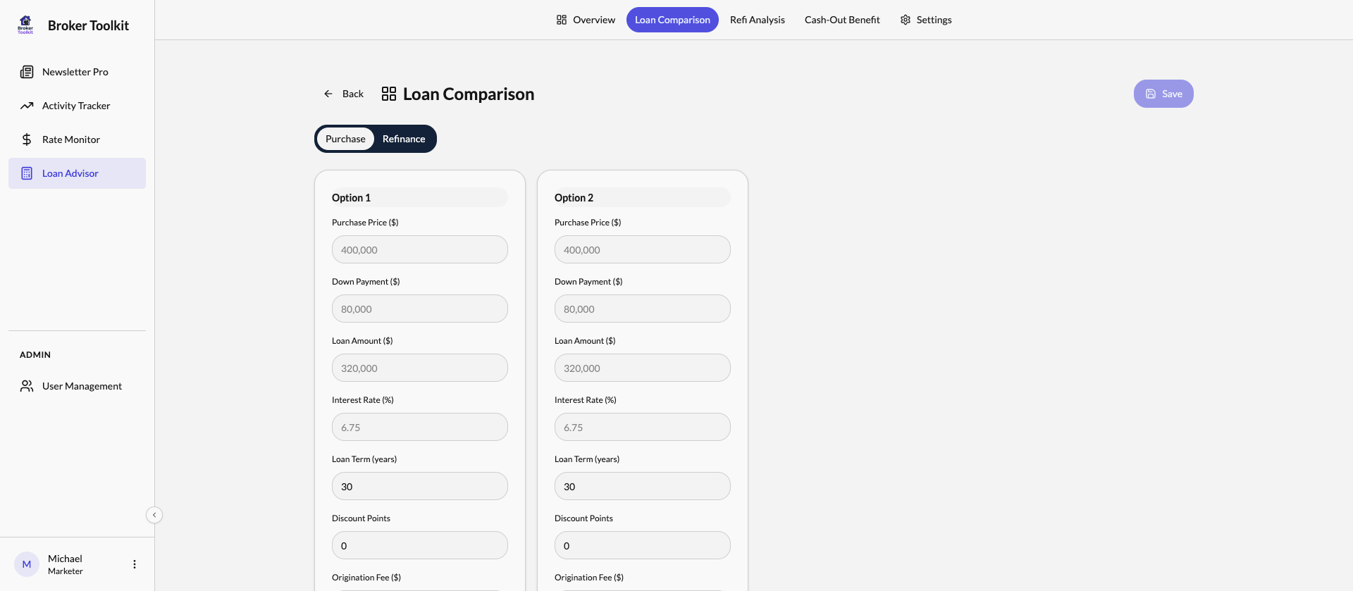 Loan Comparison Tool